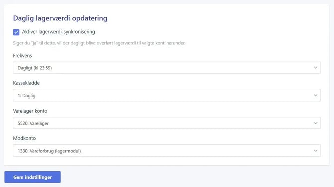 Finanslagerværdi e-conomic